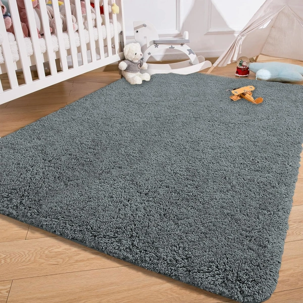 Luxe Home International Carpet Super Soft Anti Slip Vegas Rectangular Rugs For Bedroom,Livingroom(Grey,3X5 Feet) - 3x5 Ft, Grey
