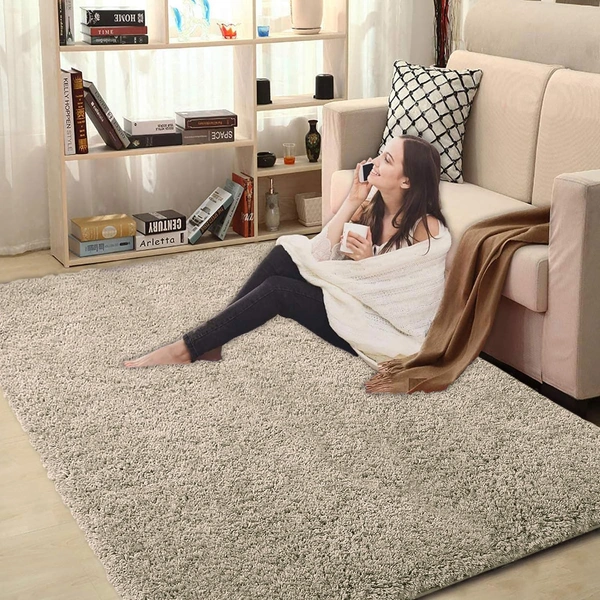 Luxe Home International Carpet Super Soft Anti Slip Vegas Rectangular Rugs For Bedroom,Livingroom(Beige,3X5 Feet) - 3x5 Ft, Beige