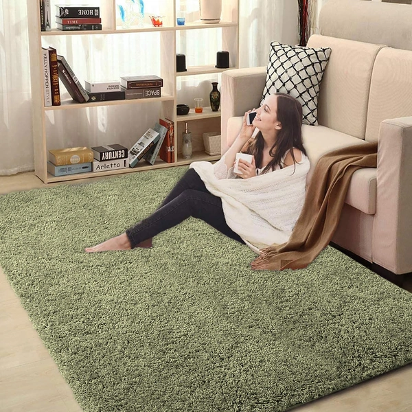Luxe Home International Carpet Super Soft Anti Slip Vegas Rectangular Rugs For Bedroom,Livingroom(Green,3X5 Feet) - 3x5 Ft, Green