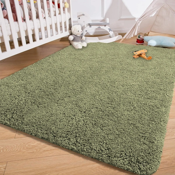 Luxe Home International Carpet Super Soft Anti Slip Vegas Rectangular Rugs For Bedroom,Livingroom(Green,3X5 Feet) - 3x5 Ft, Green