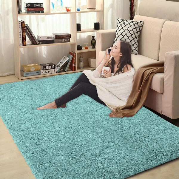 Luxe Home International Carpet Super Soft Anti Slip Vegas Rectangular Rugs For Bedroom,Livingroom(Aqua,3X5 Feet) - 3x5 Ft, Aqua