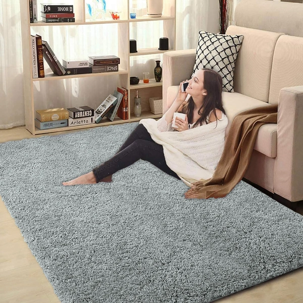 Luxe Home International Carpet Super Soft Anti Slip Vegas Rectangular Rugs For Bedroom,Livingroom(Silver,3X5 Feet) - 3x5 Ft, Silver