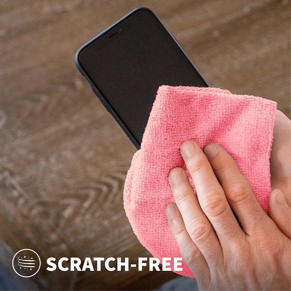 Luxe Home International Cleaning Cloths, All-Purpose Softer Highly Absorbent, Lint Free - Streak Free Washable Cloth for House, Kitchen, Car, Window, Gifts (12in x 12in , Pink , Pack of 10 ) - Pink