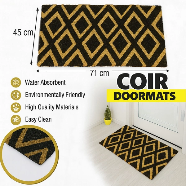 Luxe Home International Diamond Design Coir Doormat for Entrance (71 x 45 cm ) - 71x 45 Cm, Black