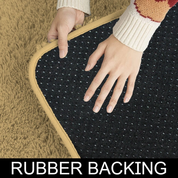 Luxe Home International Floor Runner Marino Fur 2000 GSM Super Soft ( A.Gold , 2x5 Ft , Pack of 1 ) - 2x5 Ft, Anti Gold