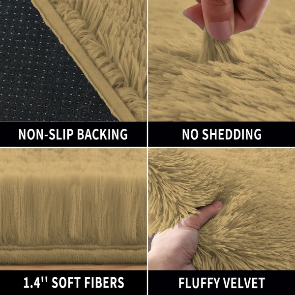 Luxe Home International Floor Runner Marino Fur 2000 GSM Super Soft ( A.Gold , 2x5 Ft , Pack of 1 ) - 2x5 Ft, Anti Gold