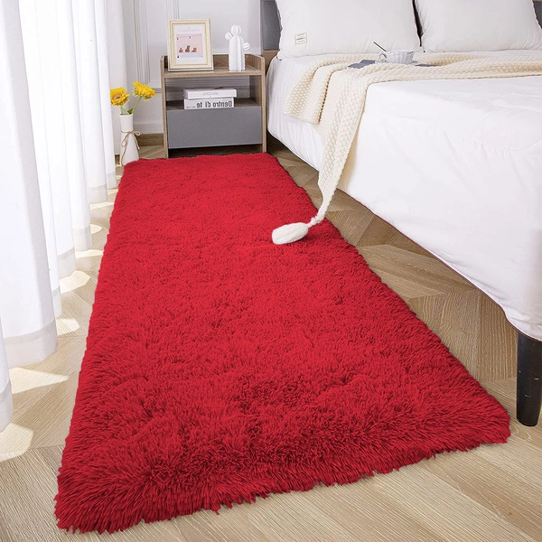 Luxe Home International Floor Runner Marino Fur 2000 GSM Super Soft ( Maroon , 2x5 Ft , Pack of 1 ) - 2x5 Ft, Maroon