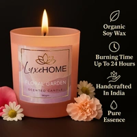 Luxe Home International Floral Garden Scented Candle 7.5x7 cm for Home Decor Bedroom Living Room Spa Bathroom Party Romantic Dinner and Gifting Pack of 1 Candle - 7.5x7cm, Fuscia