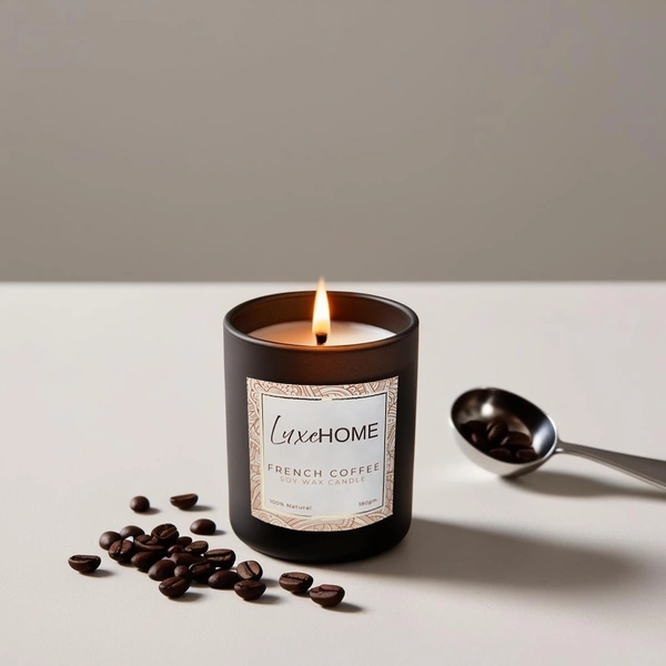Luxe Home International French Coffee Scented Candle 7.5x7 cm for Home Decor Bedroom Living Room Spa Bathroom Party Romantic Dinner and Gifting Pack of 1 Candle - 7.5x7cm, Chocolate