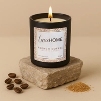 Luxe Home International French Coffee Scented Candle 7.5x7 cm for Home Decor Bedroom Living Room Spa Bathroom Party Romantic Dinner and Gifting Pack of 1 Candle - 7.5x7cm, Chocolate