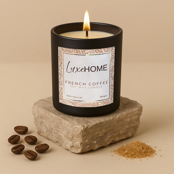 Luxe Home International French Coffee Scented Candle 7.5x7 cm for Home Decor Bedroom Living Room Spa Bathroom Party Romantic Dinner and Gifting Pack of 1 Candle - 7.5x7cm, Chocolate