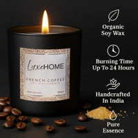 Luxe Home International French Coffee Scented Candle 7.5x7 cm for Home Decor Bedroom Living Room Spa Bathroom Party Romantic Dinner and Gifting Pack of 1 Candle - 7.5x7cm, Chocolate