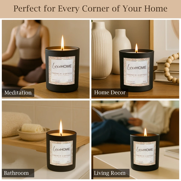 Luxe Home International French Coffee Scented Candle 7.5x7 cm for Home Decor Bedroom Living Room Spa Bathroom Party Romantic Dinner and Gifting Pack of 1 Candle - 7.5x7cm, Chocolate