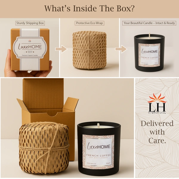 Luxe Home International French Coffee Scented Candle 7.5x7 cm for Home Decor Bedroom Living Room Spa Bathroom Party Romantic Dinner and Gifting Pack of 1 Candle - 7.5x7cm, Chocolate