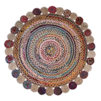 Luxe Home International Hand Made Jute Rug for Living Room ( Multi, 4x4 Round ) - Multi