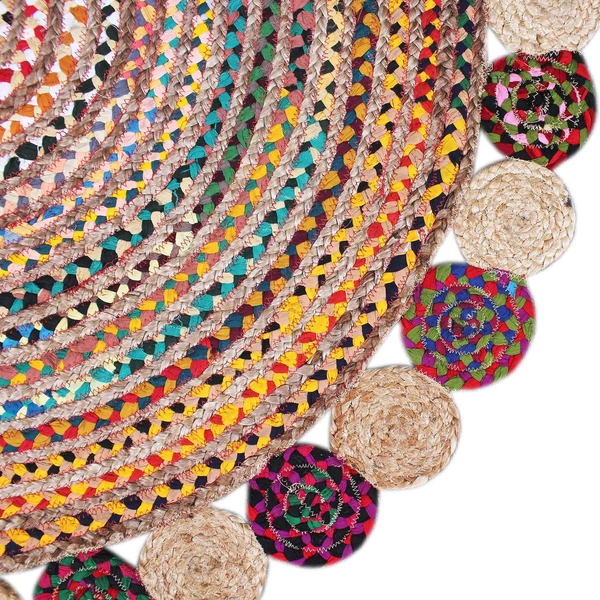 Luxe Home International Hand Made Jute Rug for Living Room ( Multi, 4x4 Round ) - Multi