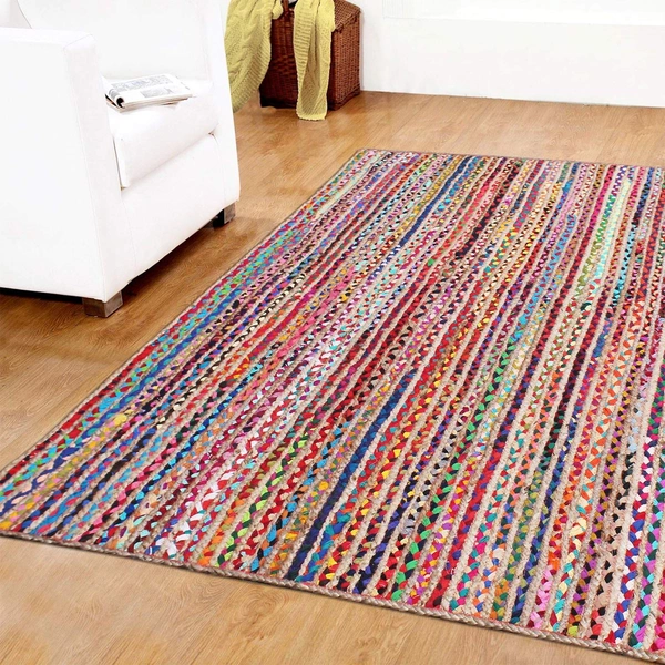 Luxe Home International Hand Made Jute Rug for Living Room, Floor ( Multi, 4x6 Rectangle ) - 4x6 Ft, Multi