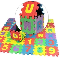 Luxe Home International Kids Puzzle Mat 36 Colorful Eva Tiles Play or Interlocking Learning Alphabet and Number ( Multicolors , Small , Pack of 1 ) - Multi