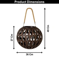 Luxe Home International Lantern Lamp, Woven Lantern Design, Glass Jar Insert, Versatile Hanging & Table Use, Cocoa, 27x36x36 cm - 27x36x36 cm, Colour 2