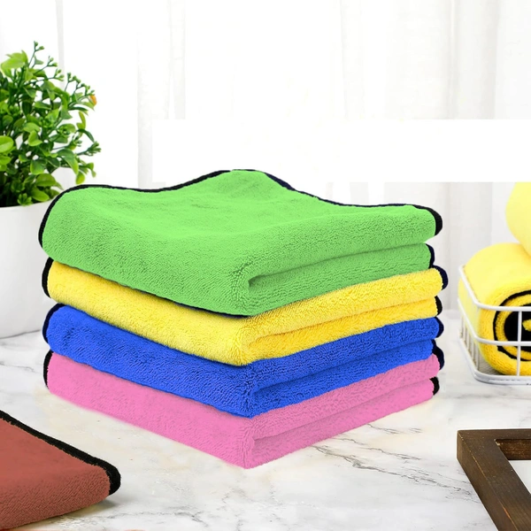 LUXE HOME INTERNATIONAL Microfiber 600 GSM Cleaning Cloth Towel for Dusting Washing & Glass Drying, Car Detailing, Kitchen, Gym - Solid Multi-Color (30x40cm) Set of 1