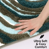 Luxe Home International LUXE HOME INTERNATIONAL Microfiber Luxe Home Canada Multi Waves Bath Mat Super Soft Anti Skid Bathroom Mats for Floor (40x60 cm) Aqua, Rectangular - 40x60 cm, Aqua