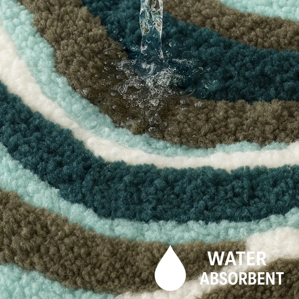 Luxe Home International LUXE HOME INTERNATIONAL Microfiber Luxe Home Canada Multi Waves Bath Mat Super Soft Anti Skid Bathroom Mats for Floor (40x60 cm) Aqua, Rectangular - 40x60 cm, Aqua