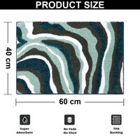 Luxe Home International LUXE HOME INTERNATIONAL Microfiber Luxe Home Canada Multi Waves Bath Mat Super Soft Anti Skid Bathroom Mats for Floor (40x60 cm) Aqua, Rectangular - 40x60 cm, Aqua
