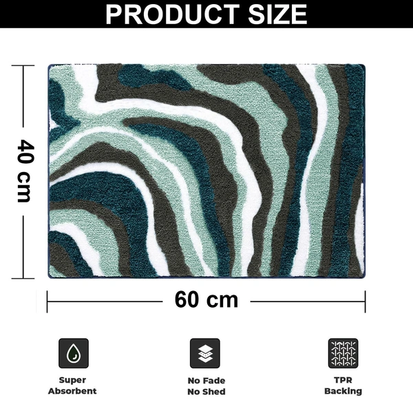 Luxe Home International LUXE HOME INTERNATIONAL Microfiber Luxe Home Canada Multi Waves Bath Mat Super Soft Anti Skid Bathroom Mats for Floor (40x60 cm) Aqua, Rectangular - 40x60 cm, Aqua