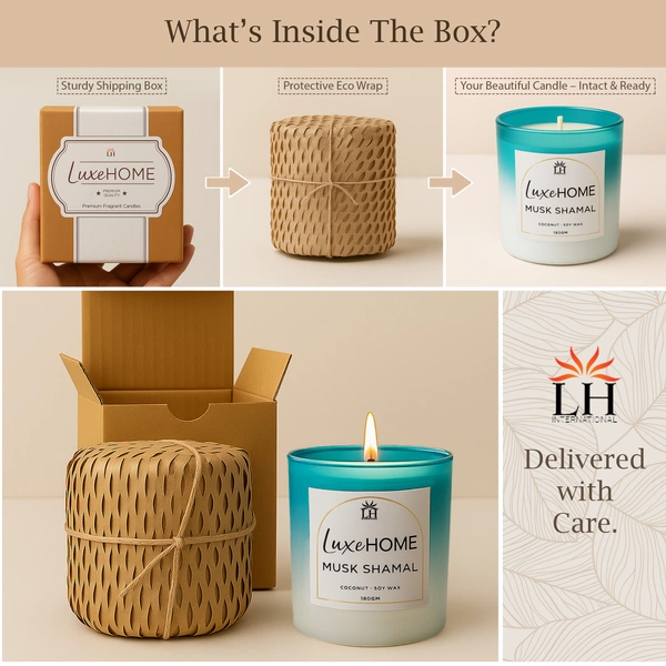 Luxe Home International Musk Shamal Scented Candle 7.5x7 cm for Home Decor Bedroom Living Room Spa Bathroom Party Romantic Dinner and Gifting Pack of 1 Candle - 7.5x7cm, Aqua