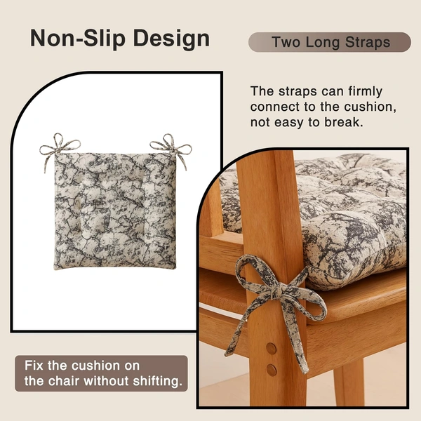 Luxe Home International Polyester Chair Cushion Pad for Office Chair , Soft Cushioned Seat Pad with Ties, Washable & Comfortable Chair Cushion 18X18 Inch, White (Pack of 2) - 45x45 cm, White