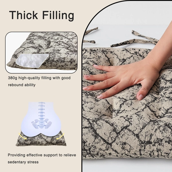 Luxe Home International Polyester Chair Cushion Pad for Office Chair , Soft Cushioned Seat Pad with Ties, Washable & Comfortable Chair Cushion 18X18 Inch, White (Pack of 2) - 45x45 cm, White