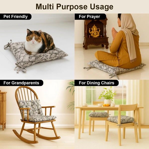 Luxe Home International Polyester Chair Cushion Pad for Office Chair , Soft Cushioned Seat Pad with Ties, Washable & Comfortable Chair Cushion 18X18 Inch, White (Pack of 2) - 45x45 cm, White