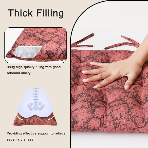 Luxe Home International Polyester Chair Cushion Pad for Office Chair , Soft Cushioned Seat Pad with Ties, Washable & Comfortable Chair Cushion 18X18 Inch, Red (Pack of 1) - 45x45 cm, Red