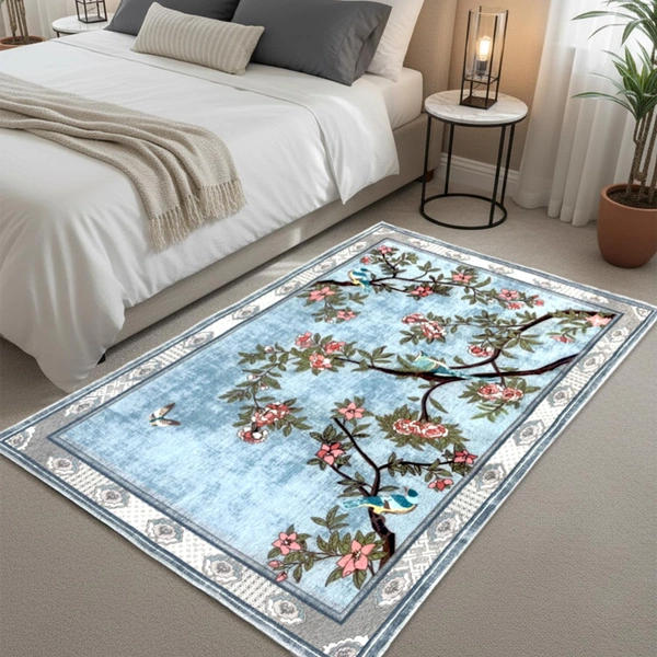 LUXE HOME INTERNATIONAL Polyester Printed Handmade Floor Rug| Soft and Durable Indoor Birds Kingdom Carpet for Living Room, Bedroom,Hall, Kitchen, and Home Decor Multi Area Rug (3X5 Feet Multicolour)