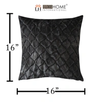Luxe Home International Rabbit Fur Diamond Design Ultra Soft Cushion Cover Both Side Fur for Home Décor, Sofa, Bedroom, Festival Gifting, Living Room 16x16 Set of 2 - Anthra