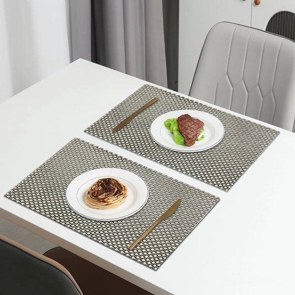 Luxe Home International Rectangular Table Placemat Pack of 2(Black, PVC) - 30x46 cm, Black