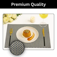 Luxe Home International Rectangular Table Placemat Pack of 2(Black, PVC) - 30x46 cm, Black