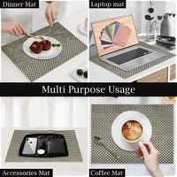 Luxe Home International Rectangular Table Placemat Pack of 2(Black, PVC) - 30x46 cm, Black