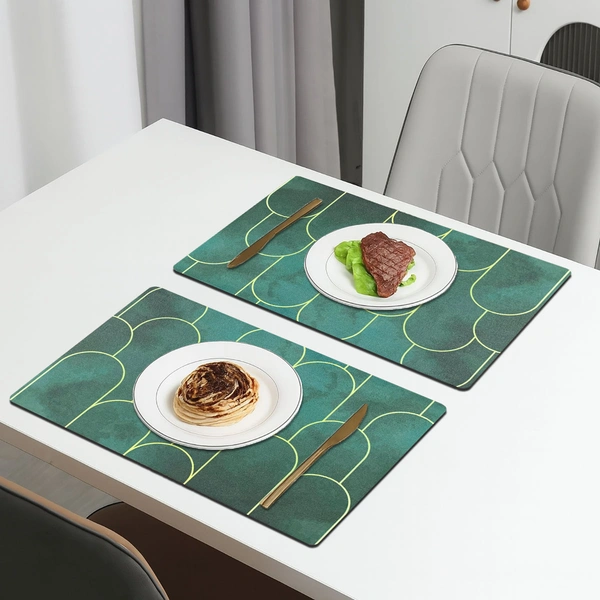 LUXE HOME INTERNATIONAL Rectangular Pack of 2 Table Placemat (Green, Rubber)