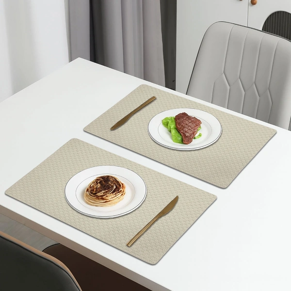Luxe Home International Rectangular Table Placemat Pack of 2(Beige, PVC) - 30x46 cm, Beige