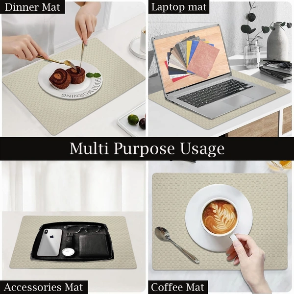 Luxe Home International Rectangular Table Placemat Pack of 2(Beige, PVC) - 30x46 cm, Beige