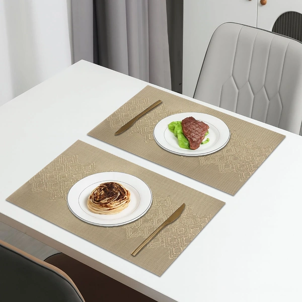 Luxe Home International Rectangular Table Placemat Pack of 2(Gold, PVC) - 30x46 cm, Gold