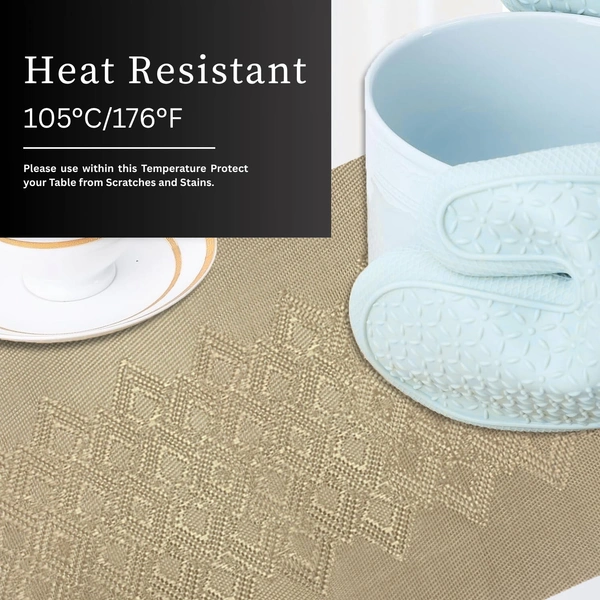 Luxe Home International Rectangular Table Placemat Pack of 2(Gold, PVC) - 30x46 cm, Gold