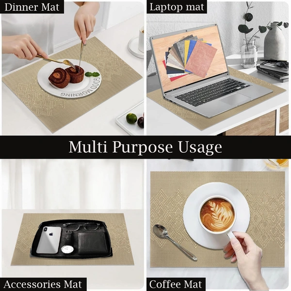 Luxe Home International Rectangular Table Placemat Pack of 2(Gold, PVC) - 30x46 cm, Gold