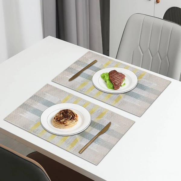 Luxe Home International Rectangular Table Placemat Pack of 2(White, PVC) - 30x46 cm, White