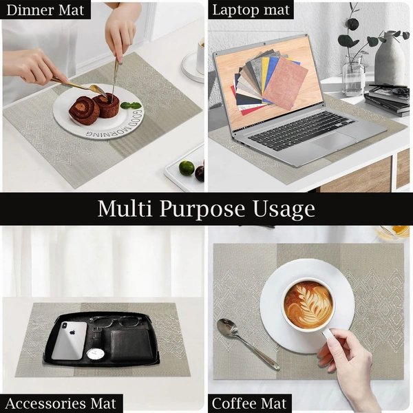 Luxe Home International Rectangular Table Placemat Pack of 2(Multicolor, PVC) - 30x46 cm, Multicolor