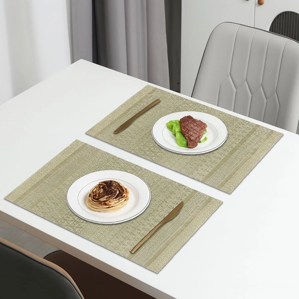 Luxe Home International Rectangular Table Placemat Pack of 2(Gold, PVC) - 30x46 cm, Gold