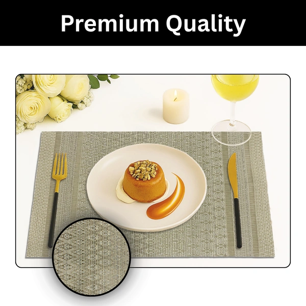 Luxe Home International Rectangular Table Placemat Pack of 2(Gold, PVC) - 30x46 cm, Gold