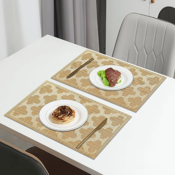 Luxe Home International Rectangular Table Placemat Pack of 2(Gold, PVC) - 30x46 cm, Gold