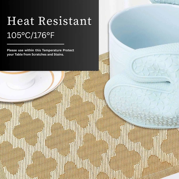 Luxe Home International Rectangular Table Placemat Pack of 2(Gold, PVC) - 30x46 cm, Gold